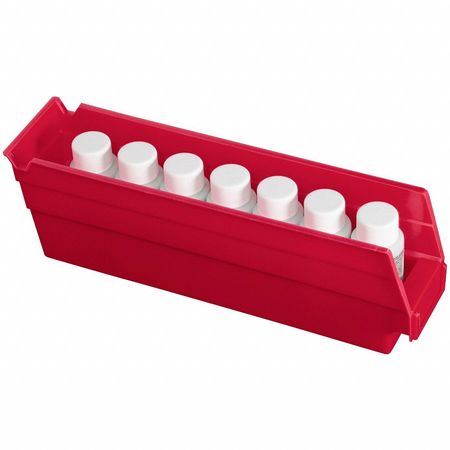 Akro-Mils 7 lb Shelf Storage Bin, Plastic, 2 3/4 in W, 4 in H, 11 5/8 in L, Red 30110RED