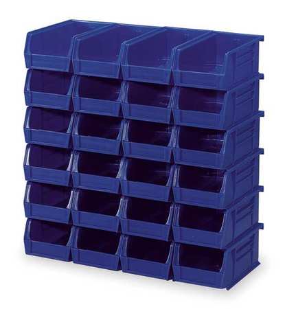 Akro-Mils 60 lb Hang & Stack Storage Bin, Plastic, 8 1/4 in W, 7 in H, 14 3/4 in L, Blue 30240BLUE