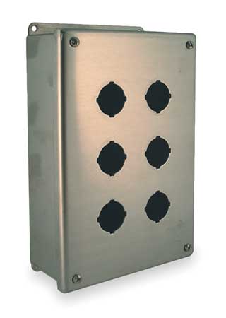 Wiegmann Pushbutton Enclosure, 30mm, 6 Holes, Steel PB6