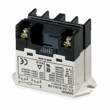 Omron Enclosed Power Relay, Surface (Top Flange) Mounted, SPST-NO, 100/120V AC, 4 Pins, 1 Poles G7L-1A-BUBJ-CB-AC100/120