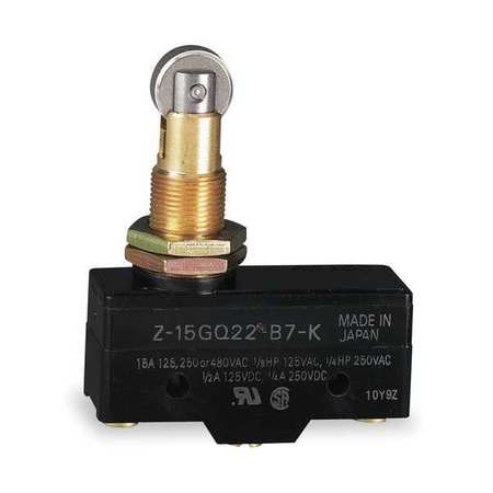 OMRON Industrial Snap Action Switch, Panel Mount, Plunger, Roller Actuator, SPDT Z-15GQ22-B7-K