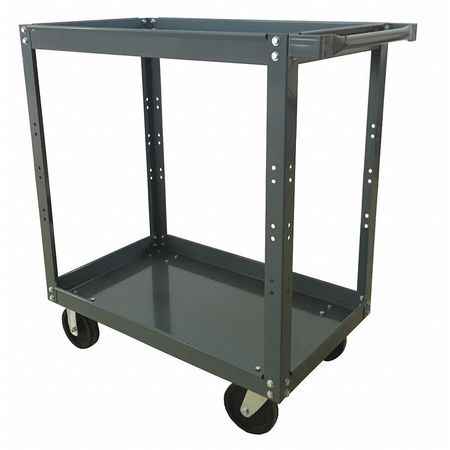 Zoro Select Utility Cart with Lipped Metal Shelves, Steel, Flat, 2 Shelves, 1,000 lb 2XJP3