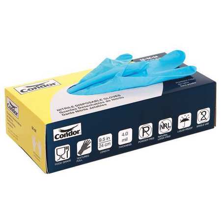 CONDOR Disposable Gloves, Nitrile, Powder Free Blue, 2XL, 100 PK 2XMA1