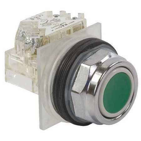 SCHNEIDER ELECTRIC Non-Illuminated Push Button, 30 mm, 1NC, Green 9001KR1GH6