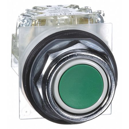 SCHNEIDER ELECTRIC Non-Illuminated Push Button, 30 mm, 1NO/1NC, Green 9001KR1GH13