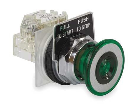 SCHNEIDER ELECTRIC Non-Illuminated Push Button, 30 mm, 1NO/1NC, Green 9001KR9GH13