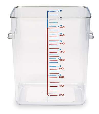 Rubbermaid Commercial Square Storage Container, 18 qt, Clear FG631800CLR