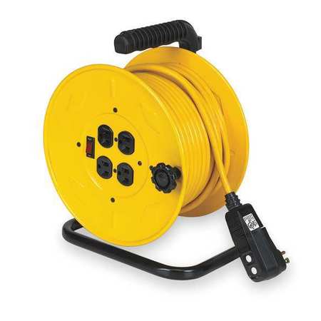 LUMAPRO 80 ft. 14/3 Extension Cord Reel 10 Amps 4 Outlets 120VAC Voltage 2YKR7