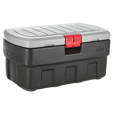 Rubbermaid Black/Red Attached Lid Container, Plastic, 52.66 gal Volume Capacity 1949208
