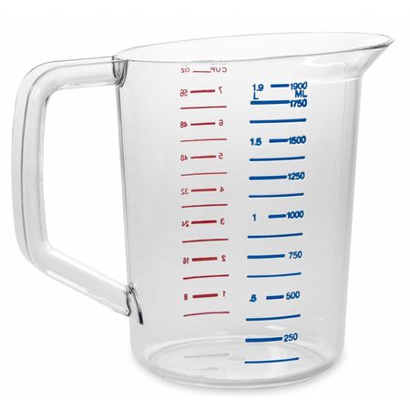 Rubbermaid Commercial Polycarbonate Measuring Cup, 2 Quarts FG321700CLR