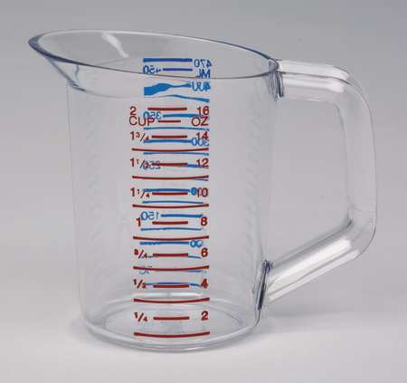 RUBBERMAID COMMERCIAL Polycarbonate Measuring Cup, 1 Pint FG321500CLR