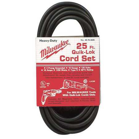 MILWAUKEE TOOL 25' 3-Wire QUIK-LOK Cord 48-76-4025