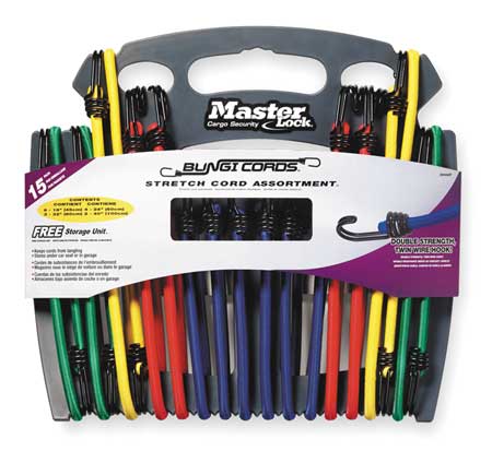 Master Lock Bungee Cord Assortment, Hook, 40 In.L 3044DAT