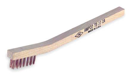 Ampco Safety Tools 1/2 in W Nonsparking Scratch Brush, Stiff, 7 7/8 in L Handle, 1 7/8 in L Brush, Bronze, Wood TB-10