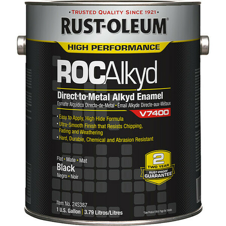 Rust-Oleum Interior/Exterior Paint, Flat, Oil Base, Black, 1 gal 245387
