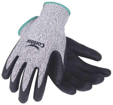 CONDOR Cut Resistant Coated Gloves, 2 Cut Level, Nitrile, L, 1 PR 2ZMF2