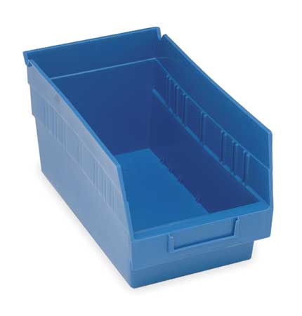 QUANTUM STORAGE SYSTEMS 50 lb Shelf Storage Bin, Polypropylene, 6 5/8 in W, 6 in H, 11 5/8 in L, Blue QSB202BL