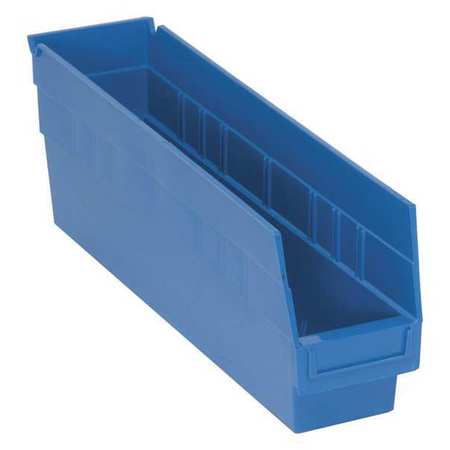 QUANTUM STORAGE SYSTEMS 50 lb Shelf Storage Bin, Polypropylene, 4 1/8 in W, 6 in H, Blue, 17 7/8 in L QSB203BL