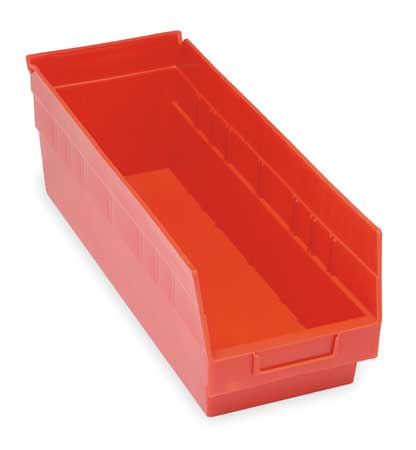 QUANTUM STORAGE SYSTEMS 50 lb Shelf Storage Bin, Polypropylene, 6 5/8 in W, 6 in H, 17 7/8 in L, Red QSB204RD