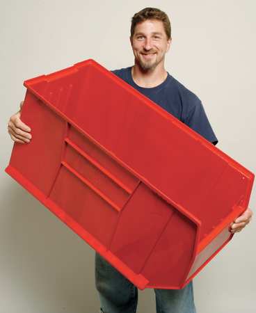 Quantum Storage Systems 150 lb Storage Bin, Polypropylene, 23 7/8 in W, 17 1/2 in H, 35 7/8 in L, Red QUS997RD