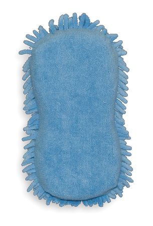 TOUGH GUY Microfiber And Chenille Sponge 5-1/2" x 10-1/2", Blue 2ZPE4