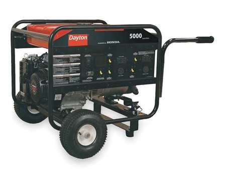 DAYTON Portable Generator, Gasoline, 5,000 W Rated, 9,630 W Surge, Recoil Start, 120/240V AC, 41.7/20.8 A GEN-6000-0GH0
