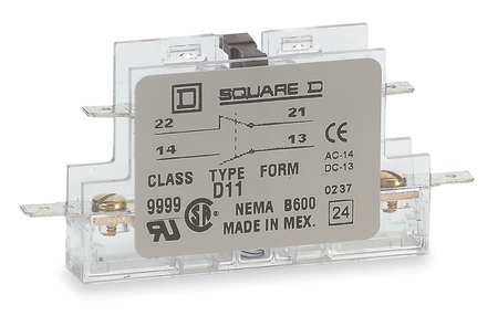 SQUARE D Auxiliary Contact, 2 NO 9999D20