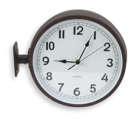 Zoro Select 11-5/8" Analog Quartz Double Sided Wall Clock, Black 2CHY5