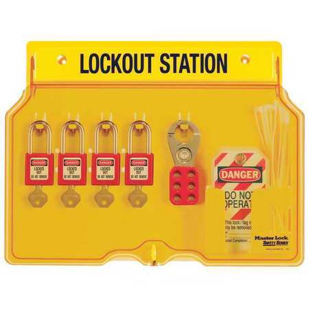 MASTER LOCK 4-Lock Thermoplastic Padlock Station 1482BP410