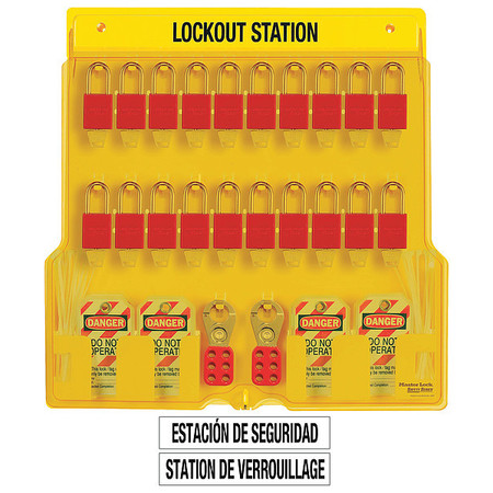 MASTER LOCK Lockout Station, Filled, 20 Padlocks 1484BP1106