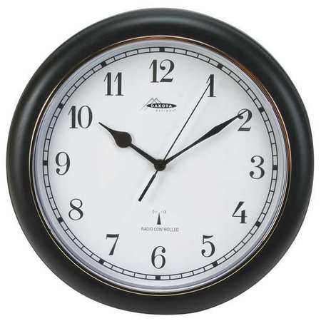 Zoro Select 12-1/8" Analog Quartz Atomic Wall Clock, Black 2CJA3