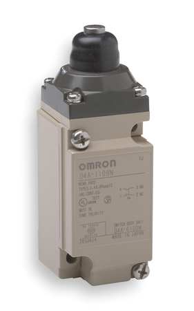 OMRON Heavy Duty Limit Switch, Plunger, DPDT, 5A @ 600V AC, Actuator Location: Top D4A2509N