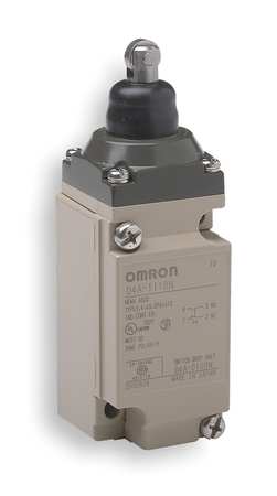 OMRON Heavy Duty Limit Switch, Plunger, Roller, SPDT, 10A @ 600V AC, Actuator Location: Top D4A1110N