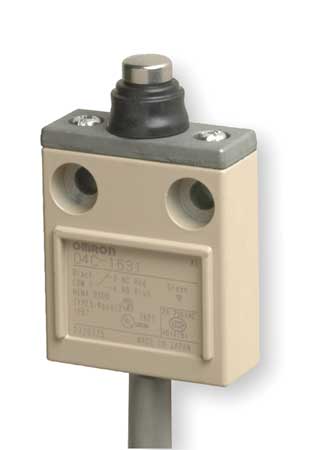 OMRON Limit Switch, Plunger, SPDT, 5A @ 240V AC, Actuator Location: Top D4C1631