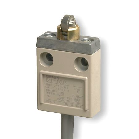 OMRON Limit Switch, Plunger, Roller, SPDT, 5A @ 240V AC, Actuator Location: Top D4C1603