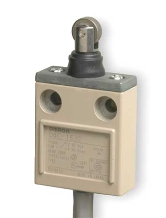 OMRON Limit Switch, Plunger, Roller, SPDT, 5A @ 240V AC, Actuator Location: Top D4C1632