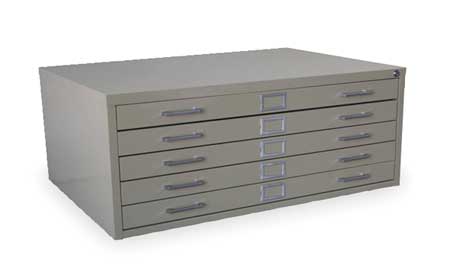 ZORO SELECT Cabinet, Flat File, 5 Drawer, Putty 2CLA7