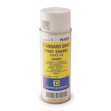 SQUARE D Spray Paint, Standard Spray Enamel, Gray, Metal, Solvent, Flat, Smooth PK49SP