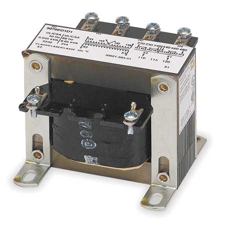 Square D Control Transformer, 50 VA, Not Rated, 55 Â°C, 120V AC, 240/480V AC 9070EO1D1