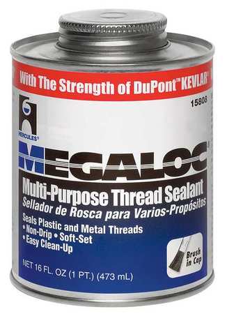 Hercules Pipe Thread Sealant 19.2 fl oz, Brush-Top Can, Megaloc, Blue, Paste 15808