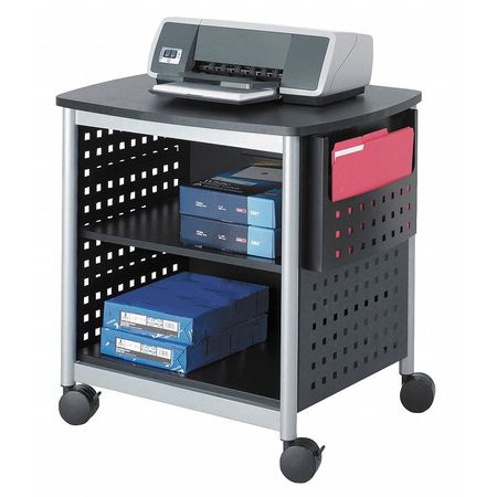 SAFCO Desk-Side Printer Stand, Black/Silver 1856BL