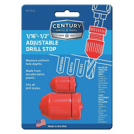 Century Drill & Tool Drill Stop, Red, Plastic 73513
