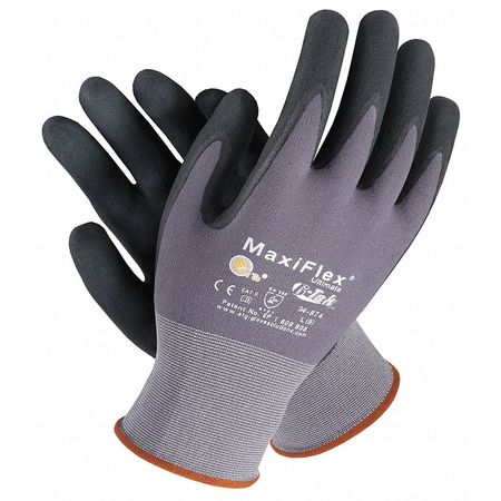 Pip Coated Gloves, Nitrile, XS, Black/Gray, PR 34-874V/XS