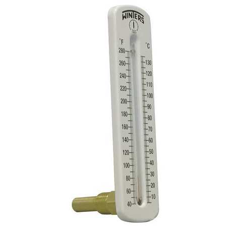 Winters Thermometer, Analog, 40-280 degF, 1/2in NPT TSW173LF.