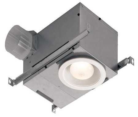 Broan Ceiling Recessed Bathroom Fan, 70 cfm, 4 in Duct Dia., 120V AC, Yes 744LED