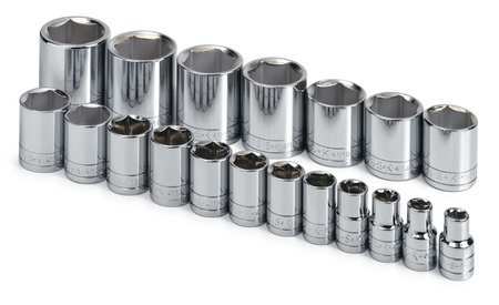 Sk Professional Tools 1/2" Drive Socket Set SAE 19 Pieces 3/8 in to 1 1/2 in , Chrome 4120