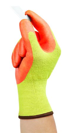 Ansell Hi-Vis Cut Resistant Coated Gloves, A5 Cut Level, Nitrile, L, 1 PR 11-515