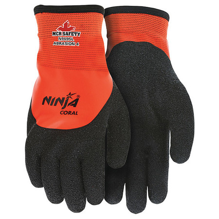 Mcr Safety Coated Gloves, M, Black, PR N9695M