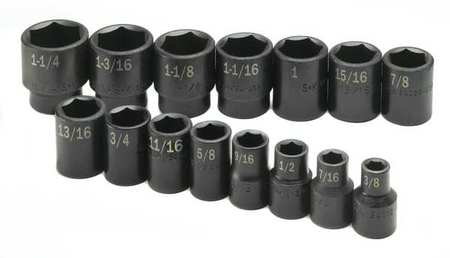 SK PROFESSIONAL TOOLS 1/2" Drive Impact Socket Set, SAE, 15 pcs 4035