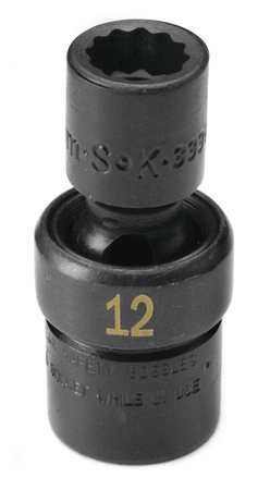 SK PROFESSIONAL TOOLS 1/2 in Drive Flex Impact Socket Standard Socket, black oxide 34372